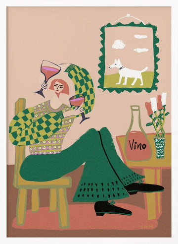 Cozy Evening Wine | Poster - White Frame Interior