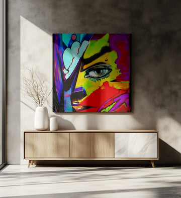 Vibrant Abstract Face | Canvas - Room Interior 2