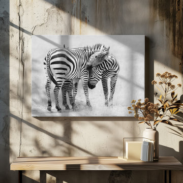 Wild Zebras Bonding | Canvas - Room Interior 2