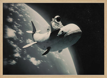 Cosmic Whale Ride | Poster - Wood Frame Interior