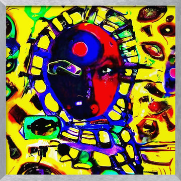 Vibrant Abstract Face | Poster - Silver Frame Interior