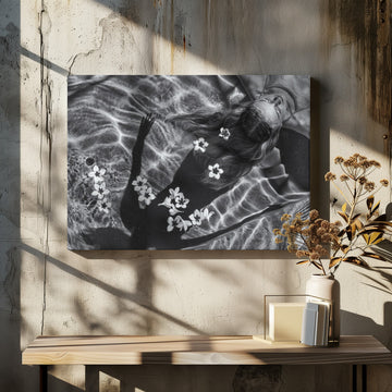 Floating Woman and Flowers | Canvas - Room Interior 2
