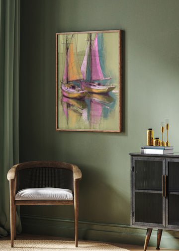 Colorful Sailboat Reflections | Poster - Room Interior 2