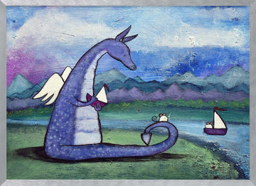 Whimsical Dragon And Friends | Poster - Silver Frame Interior