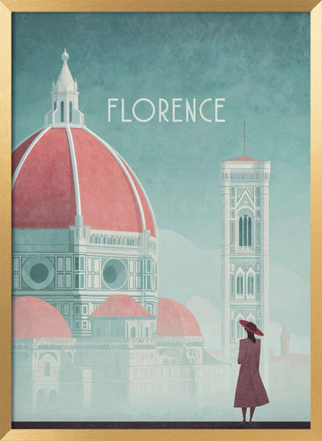 Florence - Piazza del Duomo | Poster - Gold Frame Interior