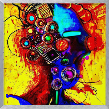 Vibrant Abstract Head | Poster - Silver Frame Interior