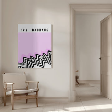 1919 Bauhaus Pink Waves | Canvas - Room Interior 1
