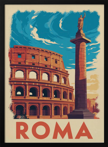 Rome Colosseum Column | Poster - Black Metal Frame Interior