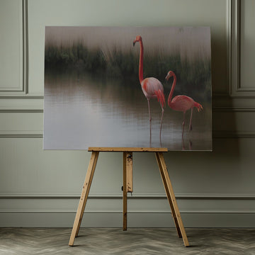Flamingos In Calm Water | Canvas - Room Interior 1
