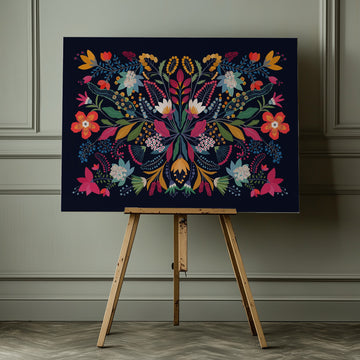 Vibrant Folk Floral Design | Canvas - Room Interior 1