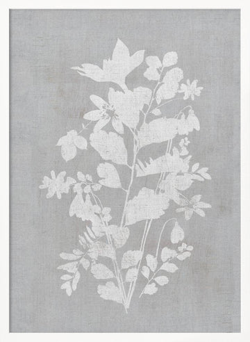White Floral Silhouette | Poster - White Frame Interior