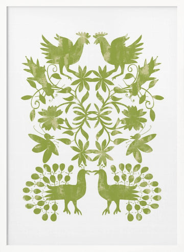 Green Botanical Symmetry | Poster - White Frame Interior