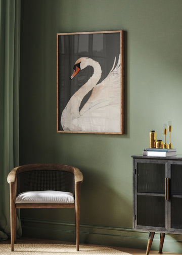 Graceful White Swan | Poster - Room Interior 2