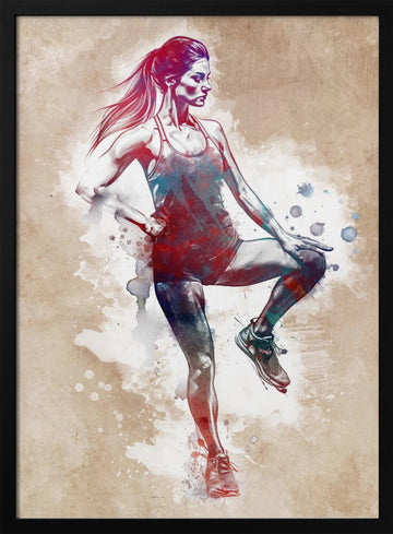 Dynamic Fitness Woman | Poster - Black Metal Frame Interior