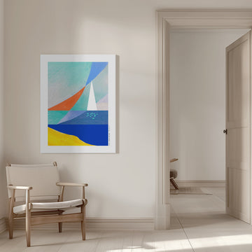 Geometric Ocean Sailboat | Canvas - Room Interior 1