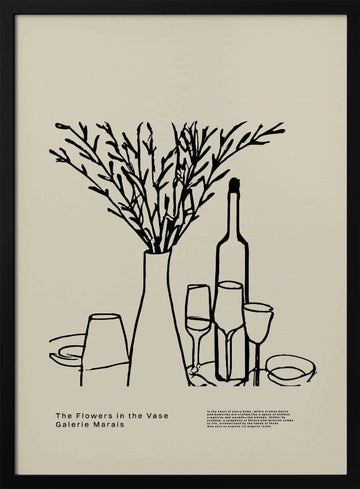Vase and Glasses | Poster - Black Metal Frame Interior