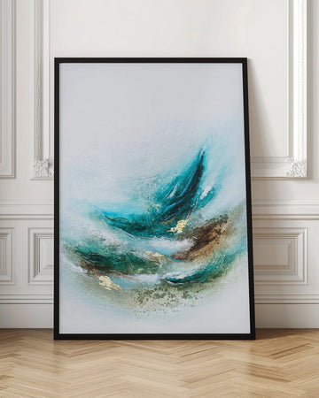 Fluid Teal Gold | Poster - Room Interior 1
