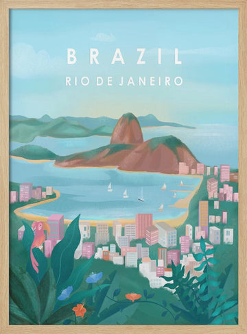 Brazil | Poster - Wood Frame Interior