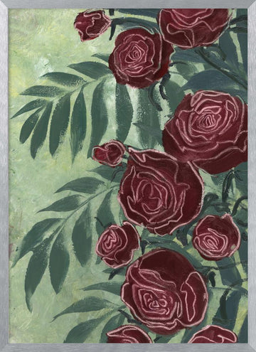 Dark Red Roses | Poster - Silver Frame Interior