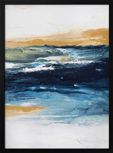 Deep Blue Ocean Gold | Poster - Black Metal Frame Interior