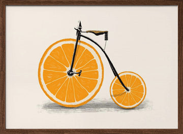 Orange Slice Bicycle | Poster - Walnut Frame Interior