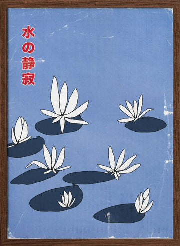 Japanese Water Lilies | Poster - Walnut Frame Interior