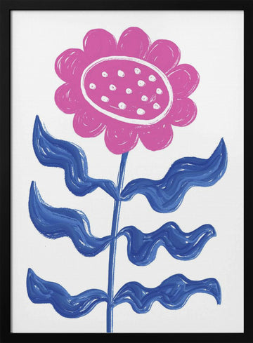 Bold Pink Flower | Poster - Black Metal Frame Interior