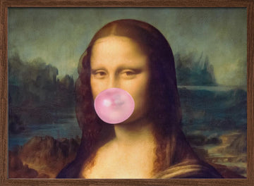 Mona Lisa Bubble Gum | Poster - Walnut Frame Interior