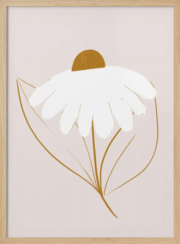 Minimalist Daisy Bloom | Poster - Wood Frame Interior