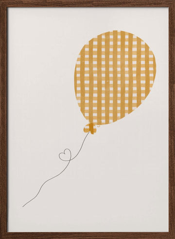 Vichy Balloon | Poster - Walnut Frame Interior