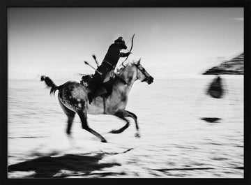 Galloping Mounted Archer | Poster - Black Metal Frame Interior