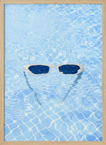 Floating Summer Sunglasses | Poster - Wood Frame Interior