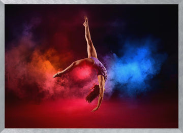 Dynamic Gymnast Leap | Poster - Silver Frame Interior