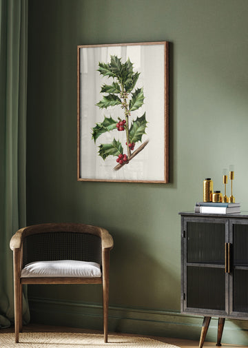 Festive Holly Berries | Poster - Room Interior 2
