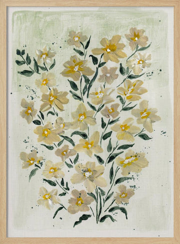 Delicate Yellow Blooms | Poster - Wood Frame Interior