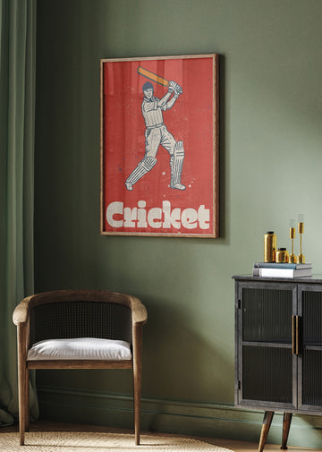 Vintage Cricket Player | Poster - Room Interior 2