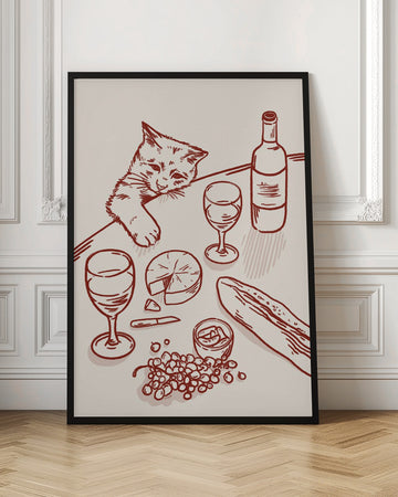 Curious Kitten Wine Table | Poster - Room Interior 1