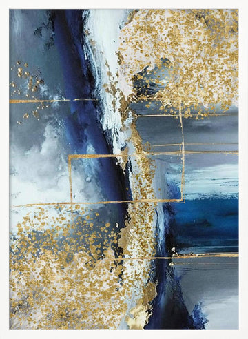 Glimmering Blue Abstract | Poster - White Frame Interior