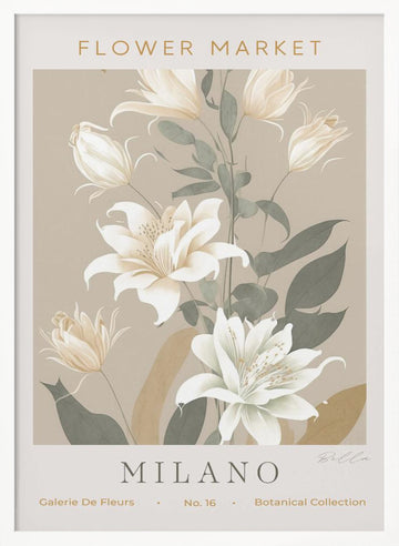 Elegant Cream Lilies | Poster - White Frame Interior