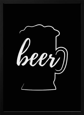 Beer Mug Calligraphy | Poster - Black Metal Frame Interior