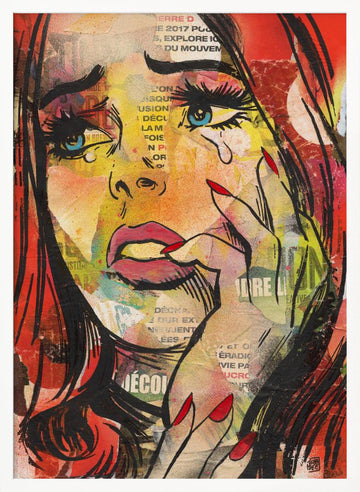 Crying Pop Art Woman | Poster - White Frame Interior