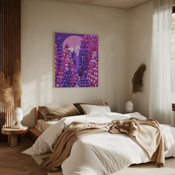 Moonlit Purple Blooms | Canvas - Room Interior 2
