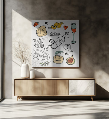 Wine and Food Sketches | Canvas - Room Interior 2