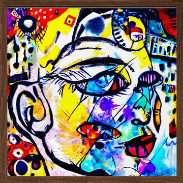 Colorful Abstract Face | Poster - Walnut Frame Interior