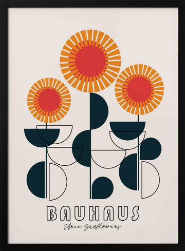 Modern Geometric Sunflowers | Poster - Black Metal Frame Interior