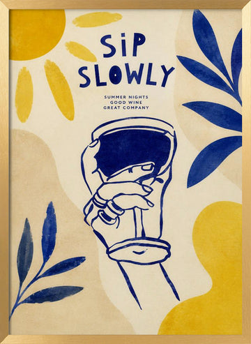Sip Slowly Summer | Poster - Gold Frame Interior
