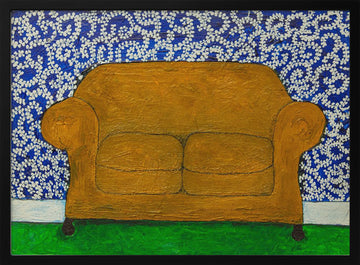 Cozy Living Room Sofa | Poster - Black Metal Frame Interior