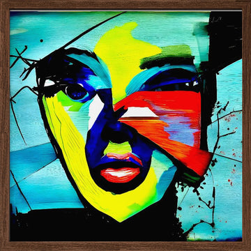 Vibrant Abstract Face | Poster - Walnut Frame Interior