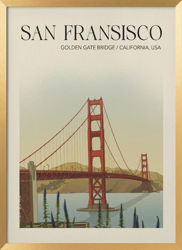 Golden Gate Bridge California | Poster - Gold Frame Interior