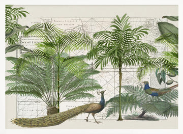 Tropical Map Wildlife | Poster - White Frame Interior